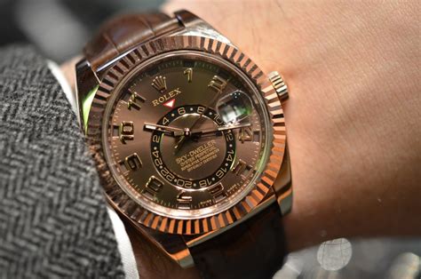 rolex sky-dweller brown|rolex sky dweller price used.